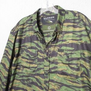 Warrior Shirt Men L Green Tiger Stripe Camo Tactical Military Utility Gorpcore